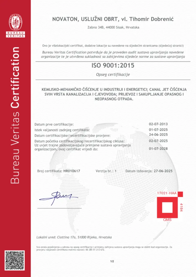 E certificate ISO 9001 HRV