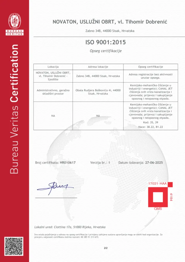 E certificate ISO 9001 HRV